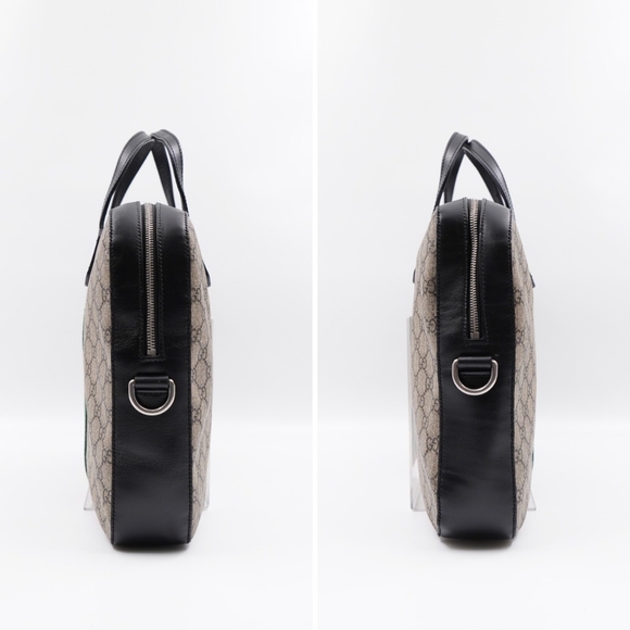 BZ48 💚Gucci GG Supreme Coated canvas web briefcase  - Picture 8 of 16